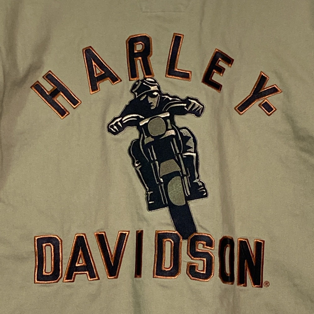 Vintage Harley Davidson Shirt Men XXL Brown Embroidered Patch Riding Moto